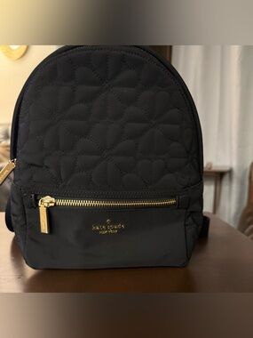 Kate Spade  Black Quilted Mini Backpack with Gold Hardware